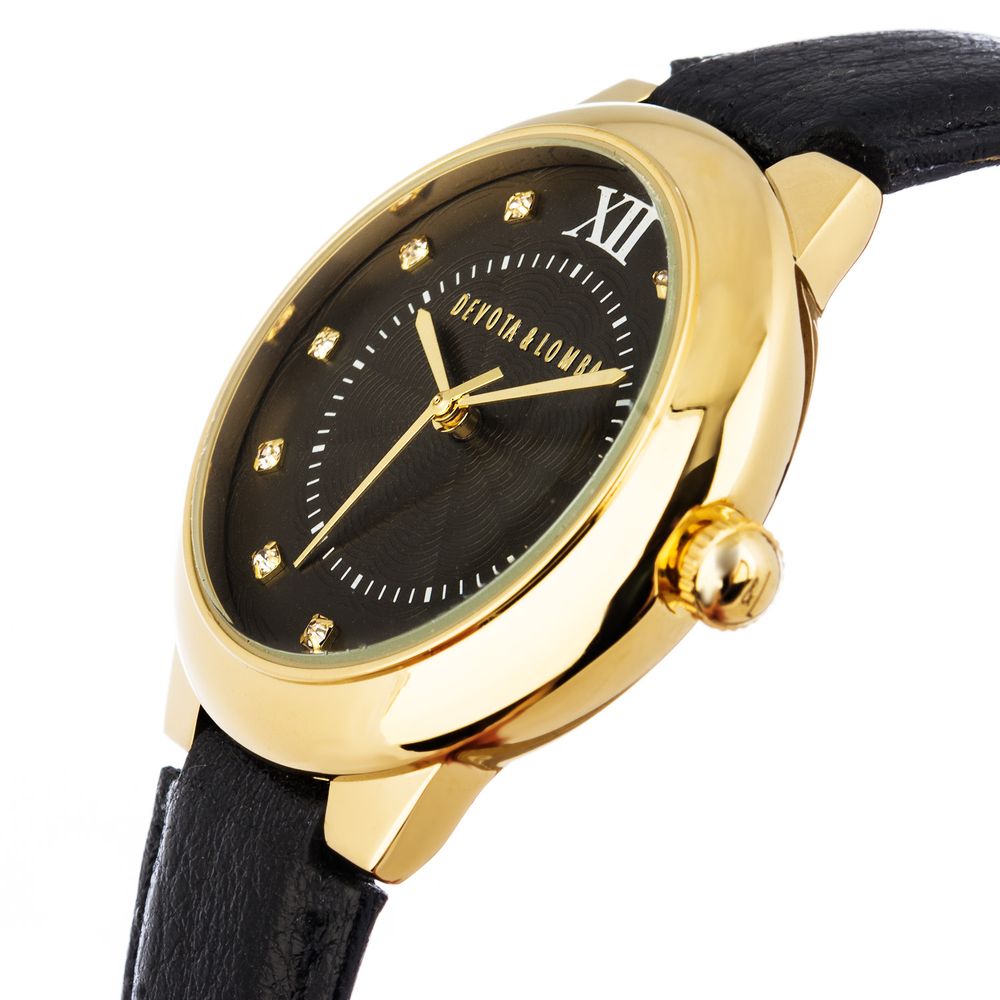 Black Leather Dress Watch