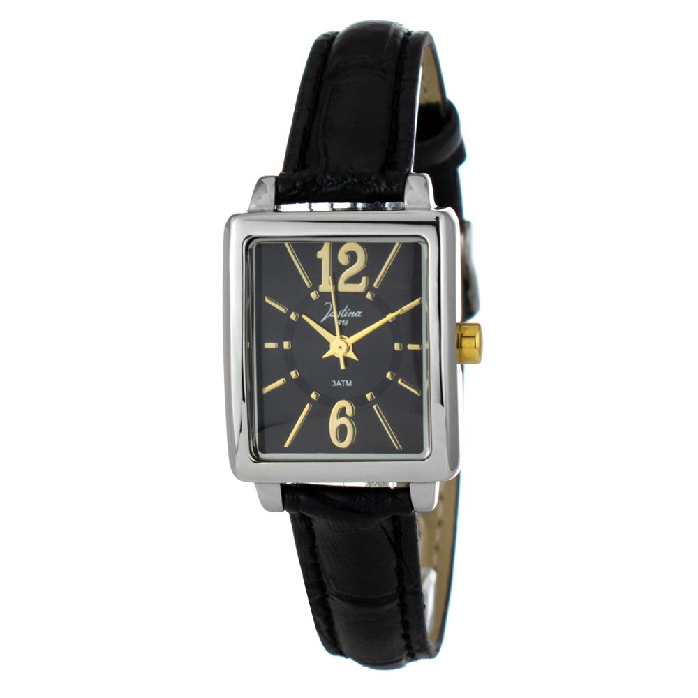 Black Leather Dress Watch