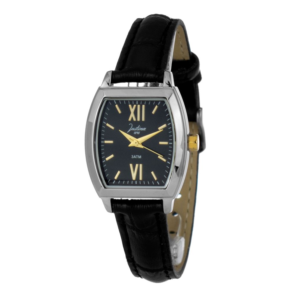 Black Leather Dress Watch