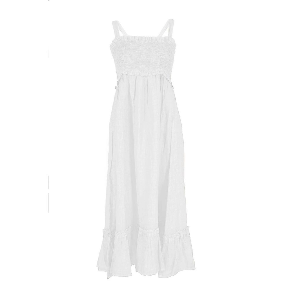 White Linen Casual Dress