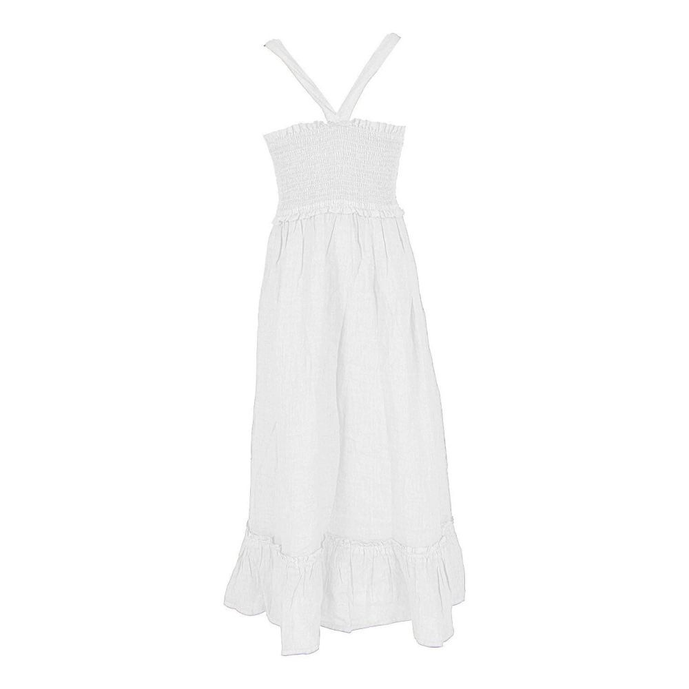 White Linen Casual Dress