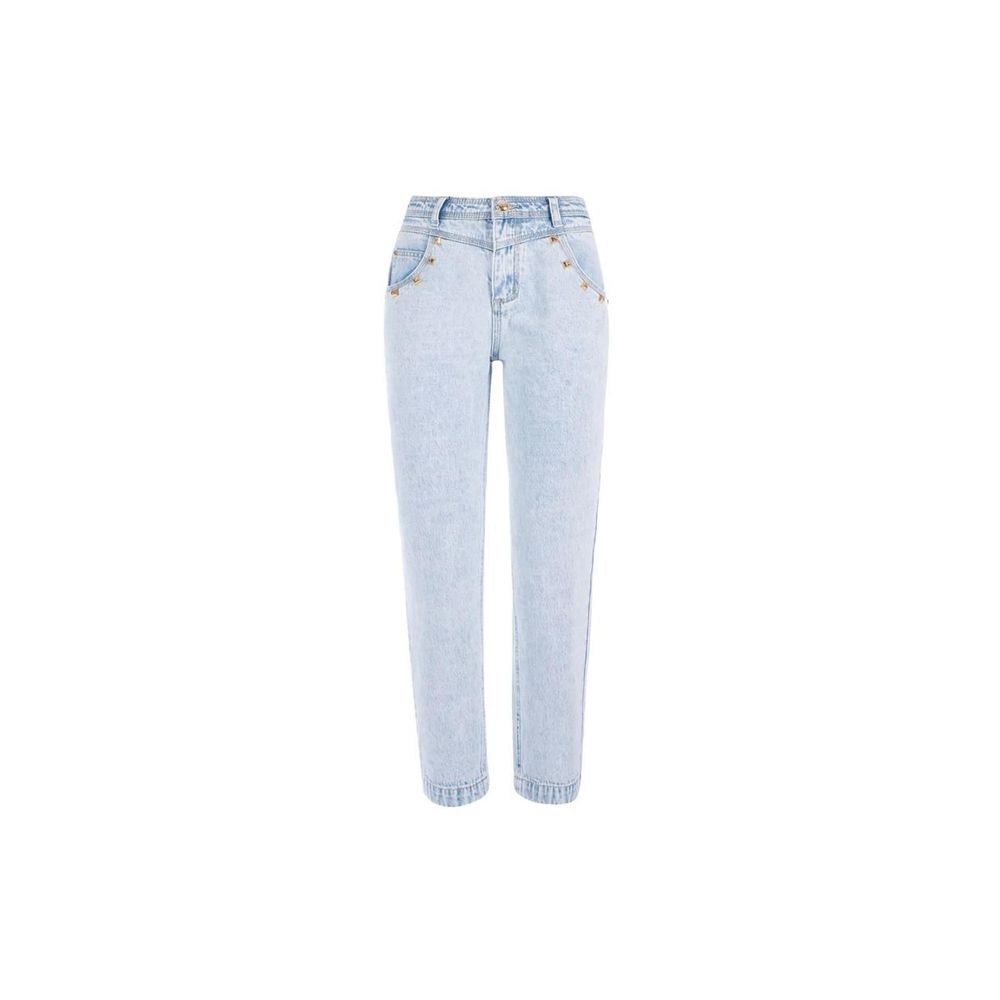 Light Blue Cotton Boyfriend Jeans