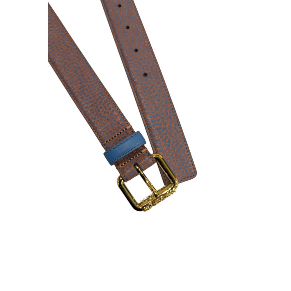 Brown Leather Women Belt with Gold Buckle