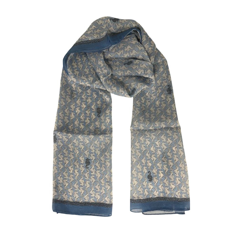 Blue Silk Women Scarf