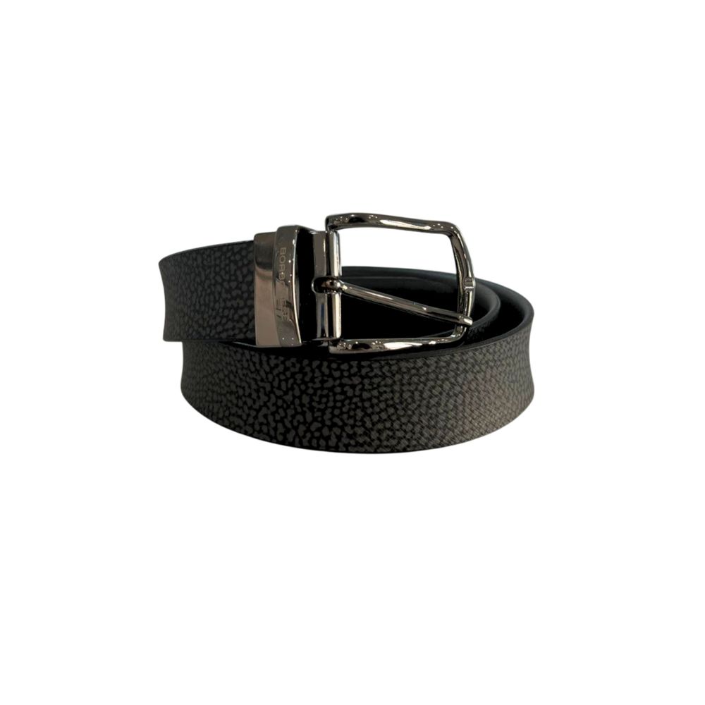 Black Polyvinyl Men's Belt with Leather Trimming
