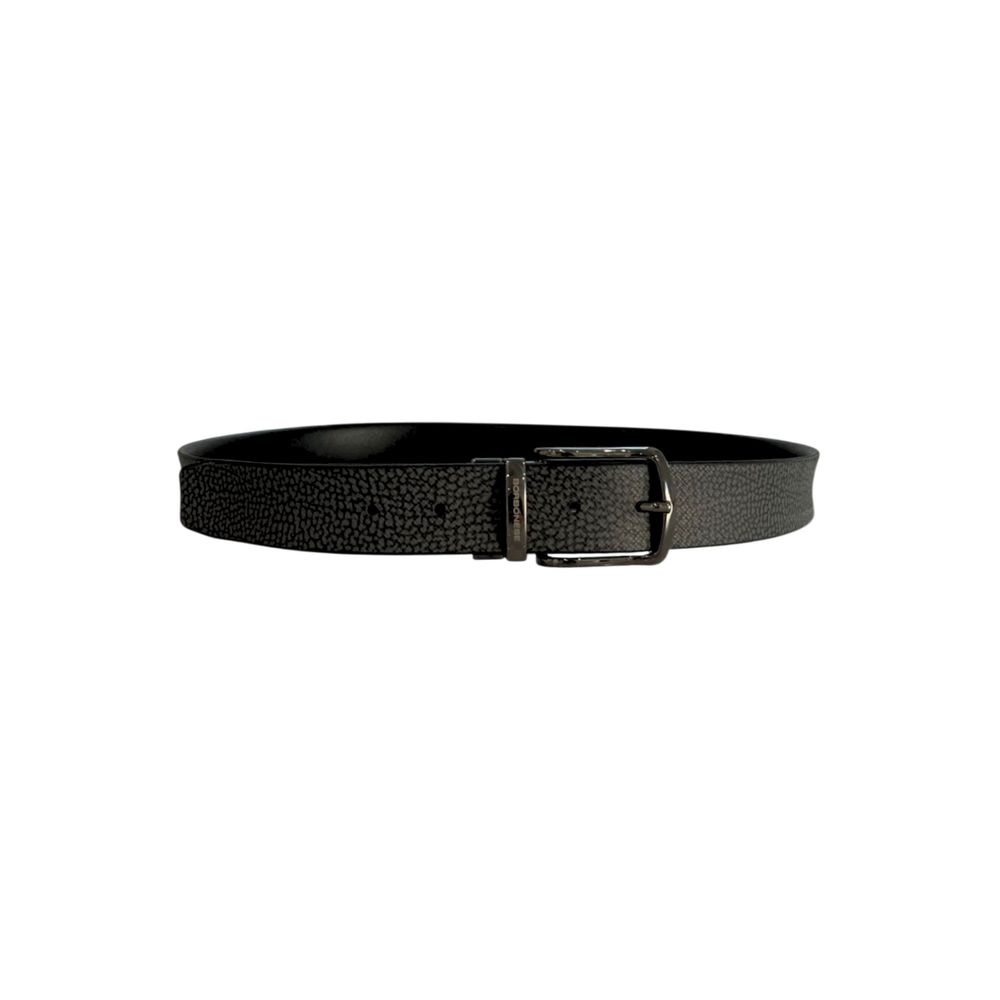 Black Polyvinyl Men's Belt with Leather Trimming