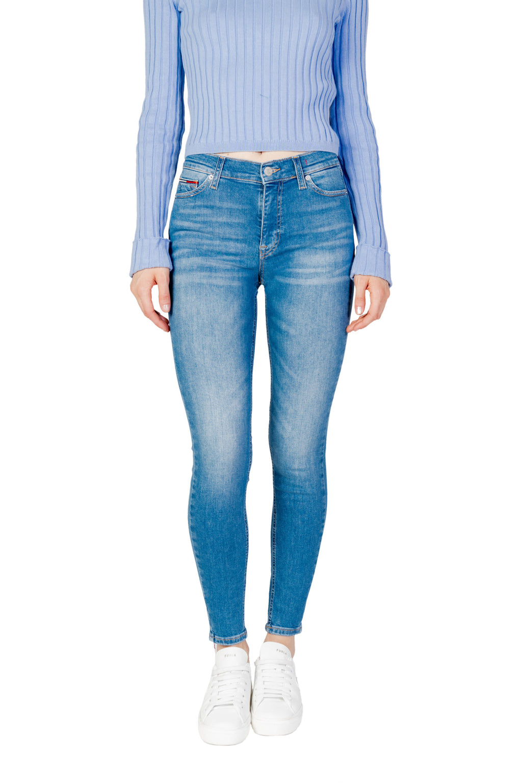 Light Blue Cotton Skinny Jeans