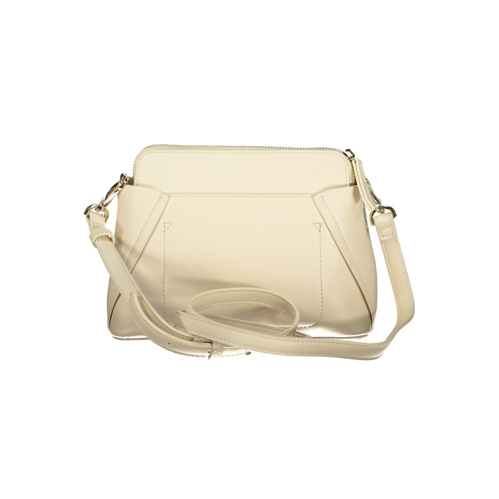Beige Polyurethane Women Handbag