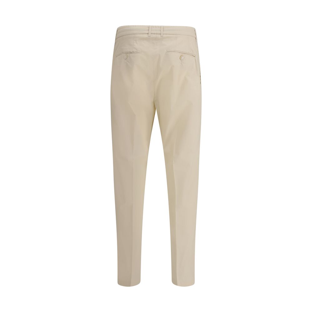 Beige Cotton Casual Pants