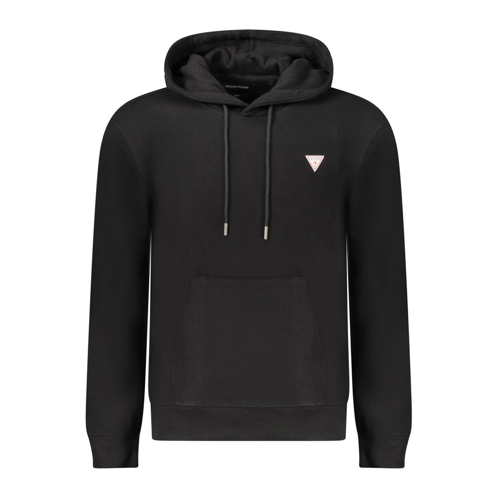 Black Cotton Men Sweatshirt Slim Fit Hooded