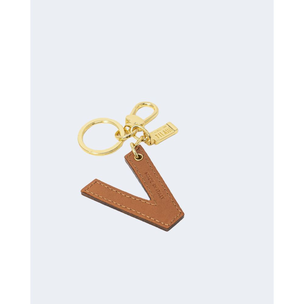 Beige Leather Keychain