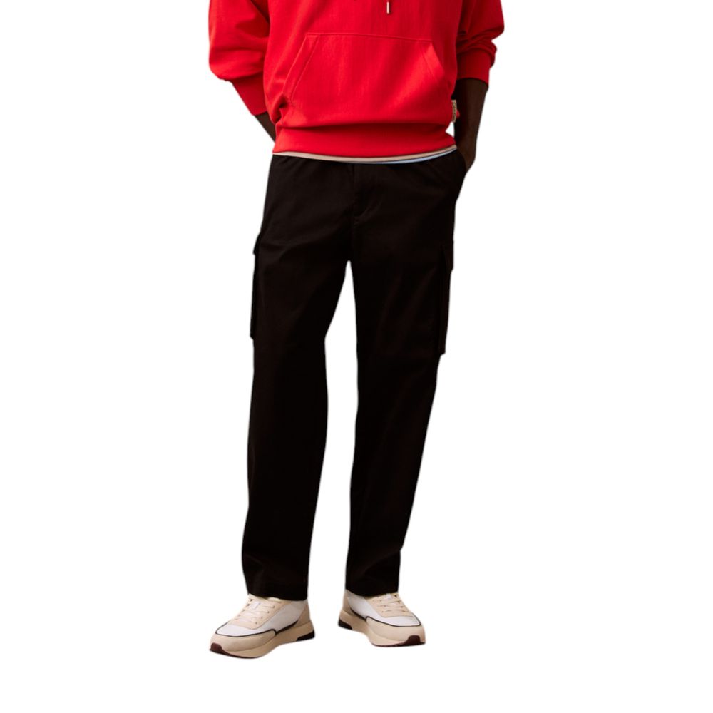 Black Cotton Cargo Pants