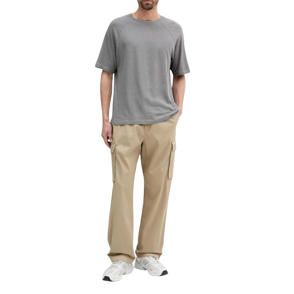 Beige Cotton Cargo Pants