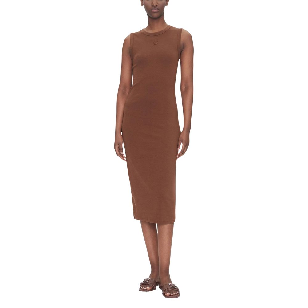 Brown Cotton Long Dress