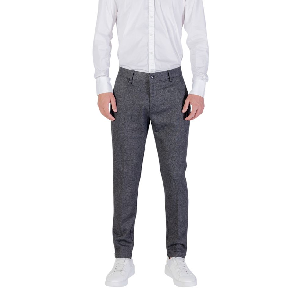 Gray Polyester Skinny Pants