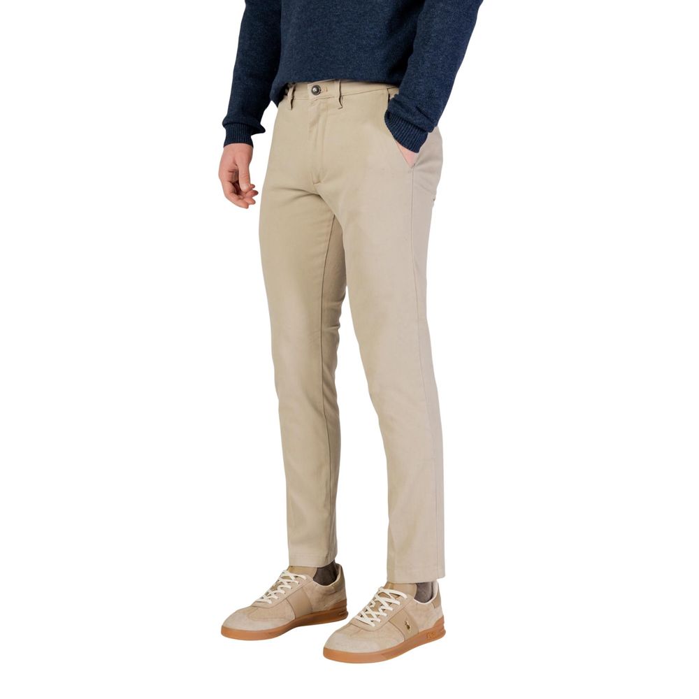 Beige Cotton Skinny Pants