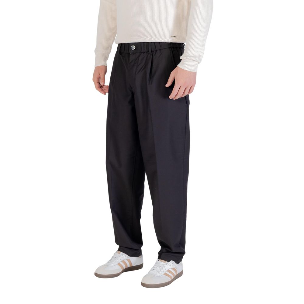 Black Cotton Casual Pants