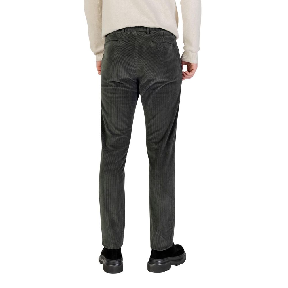 Green Cotton Casual Pants
