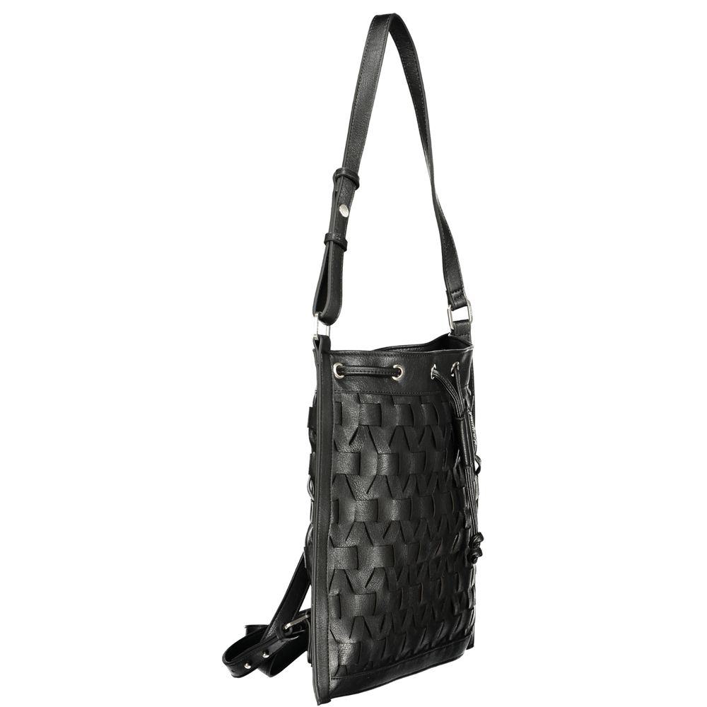 Black Polyurethane Women Backpack