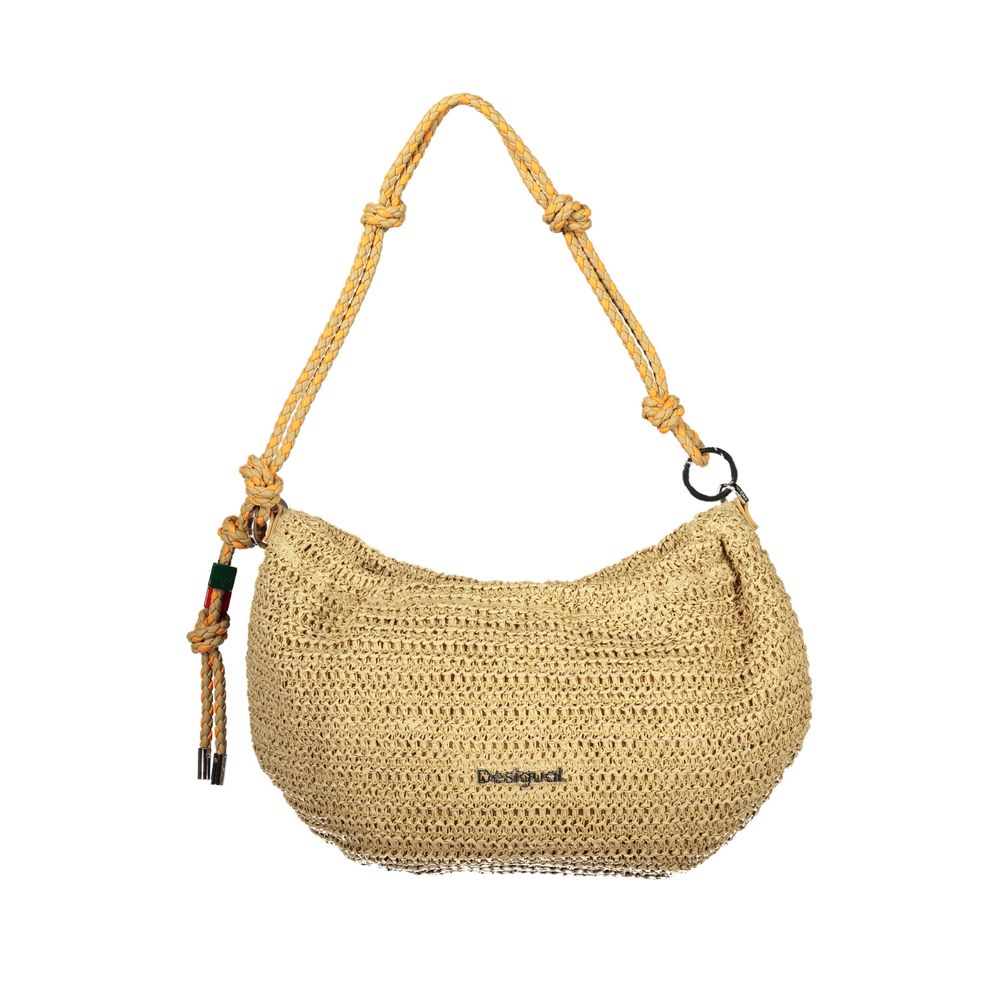 Beige Polyurethane Women Handbag