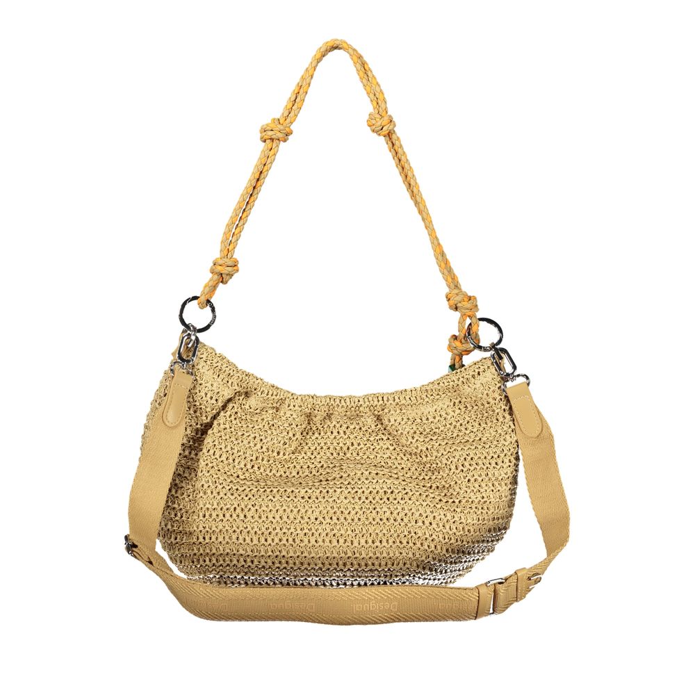 Beige Polyurethane Women Handbag