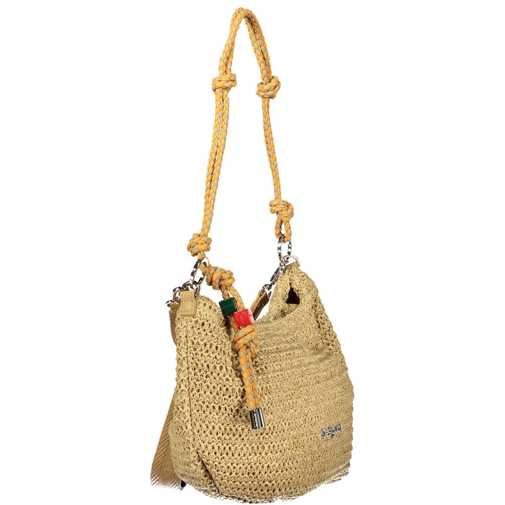 Beige Polyurethane Women Handbag