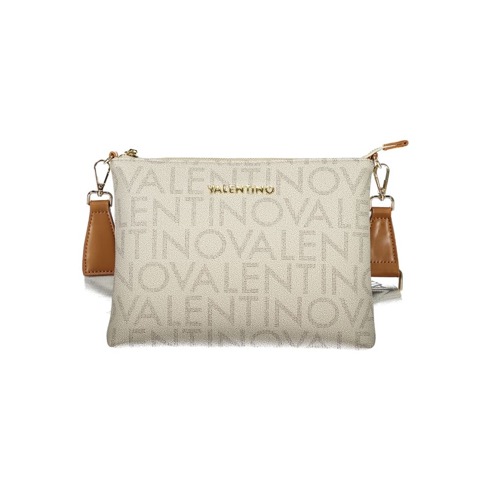 Beige Polyurethane Women's Bag with Zip Closure and Strap