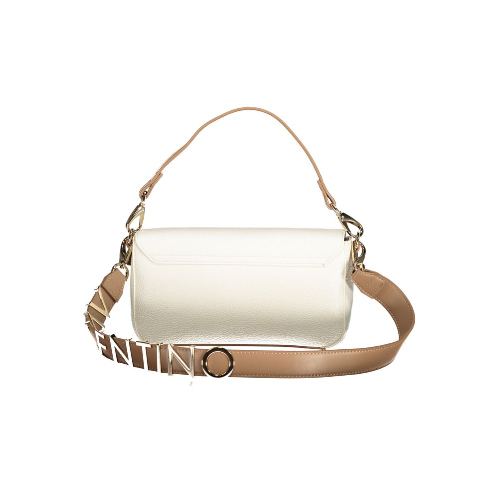 White Polyurethane Woman Bag with Removable Strap and Internal Pocket