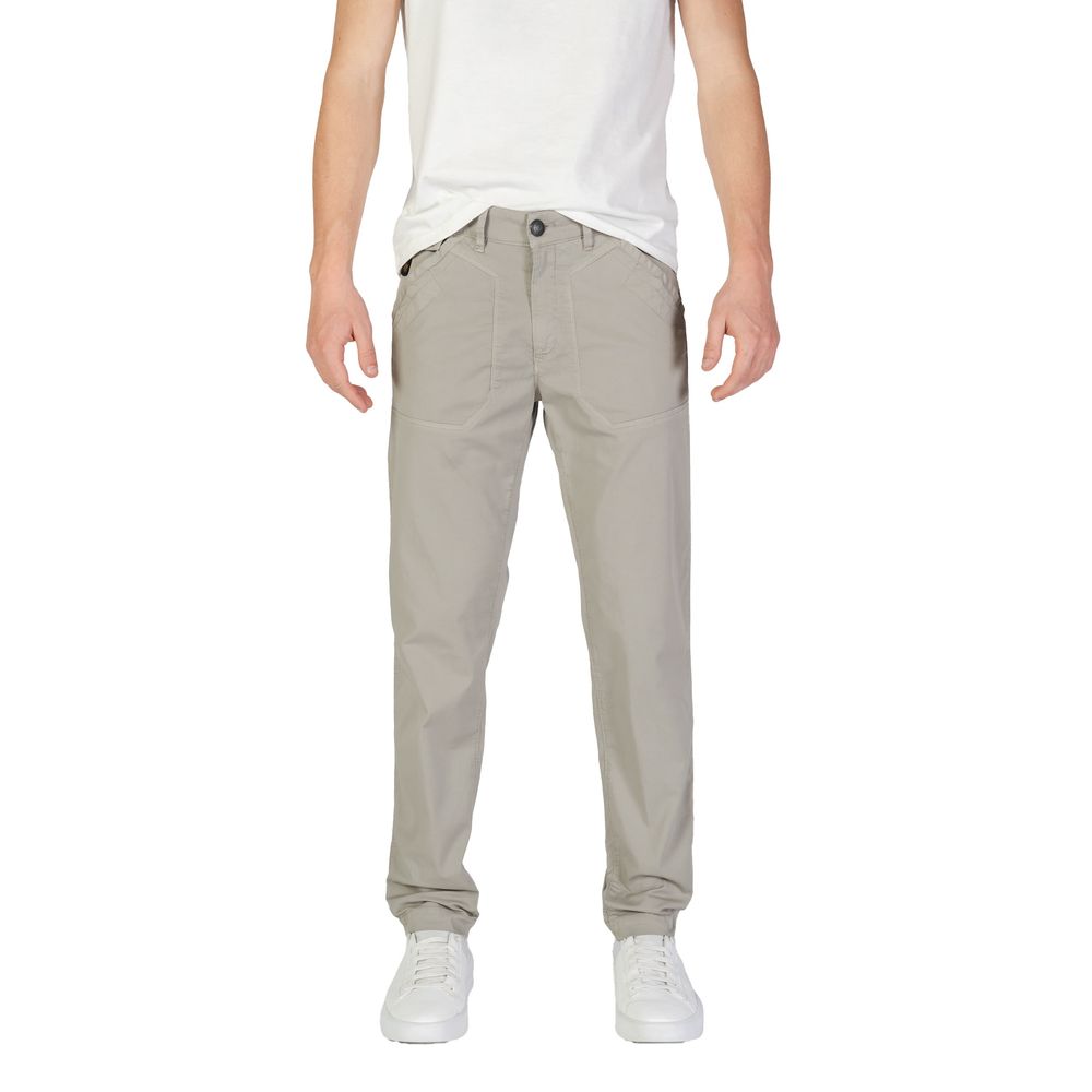 Gray Cotton Casual Pants