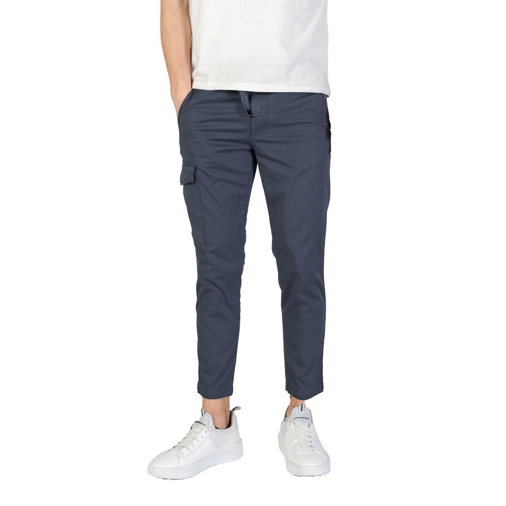 Blue Cotton Cargo Pants