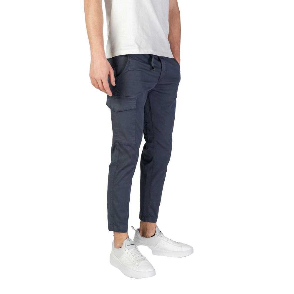 Blue Cotton Cargo Pants