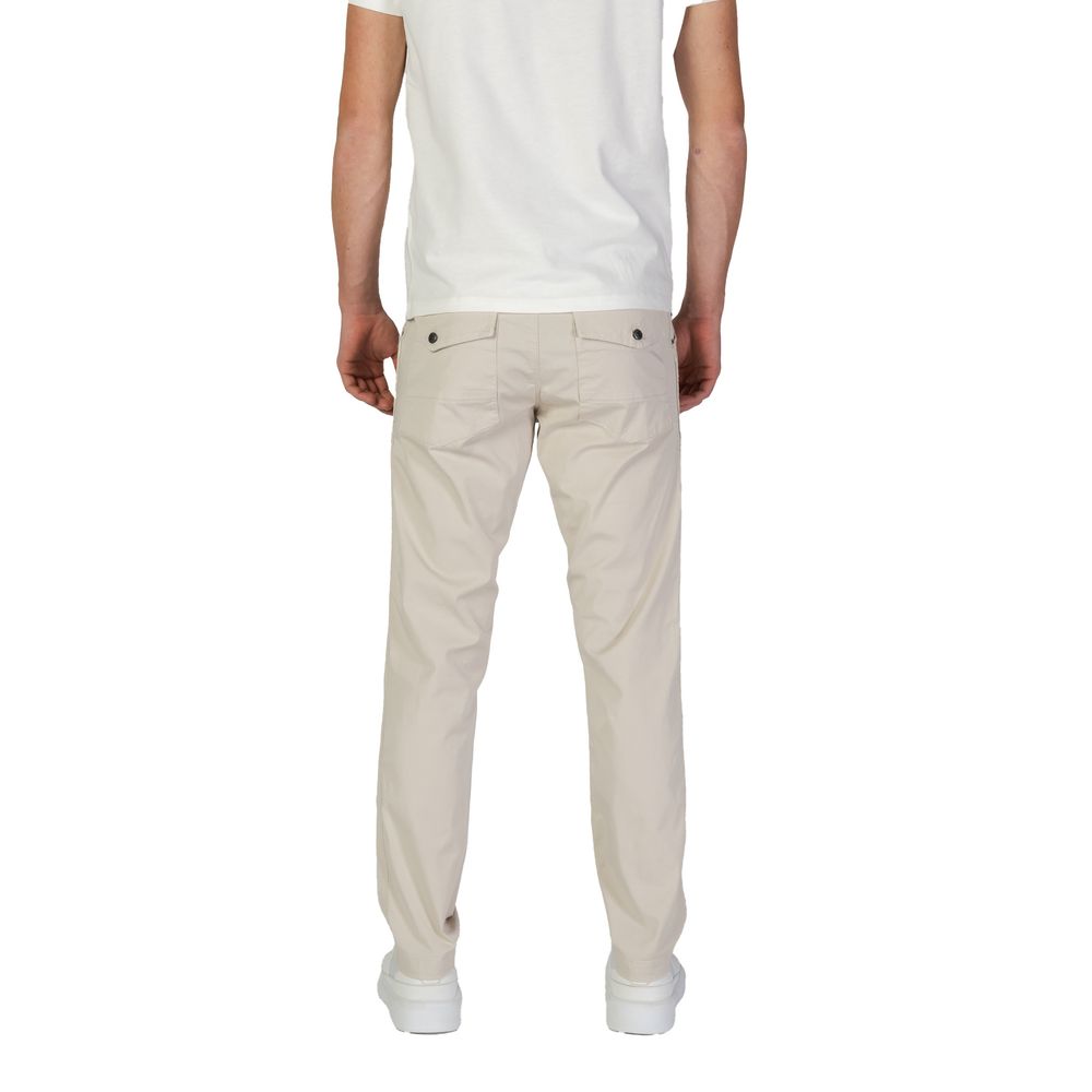 Beige Cotton Casual Pants