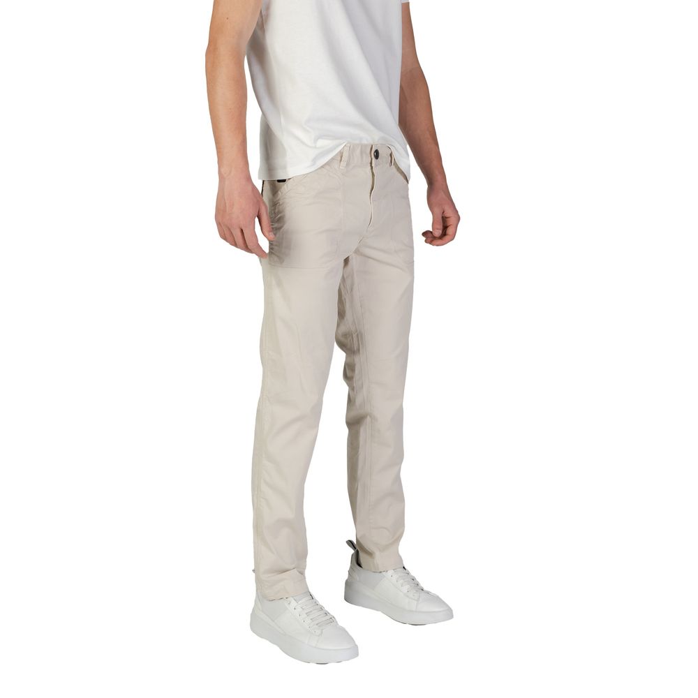 Beige Cotton Casual Pants