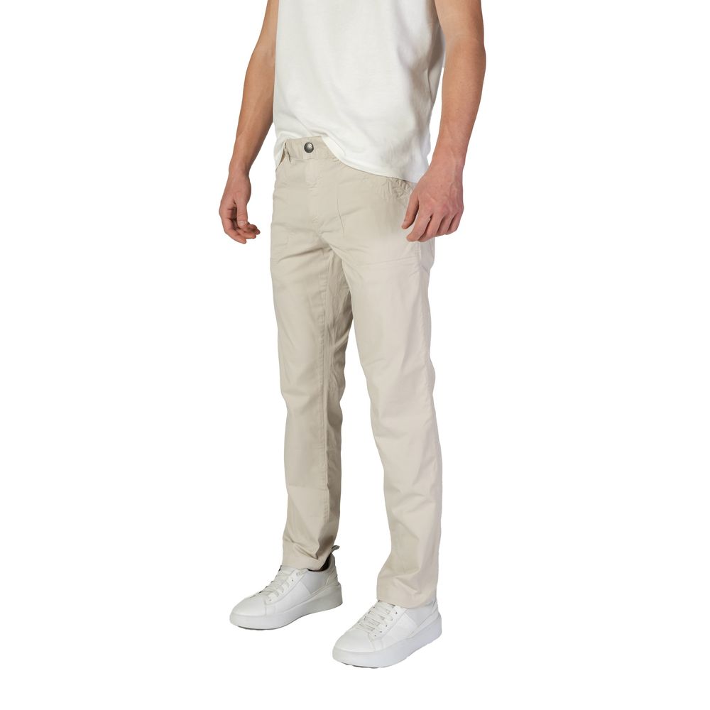 Beige Cotton Casual Pants