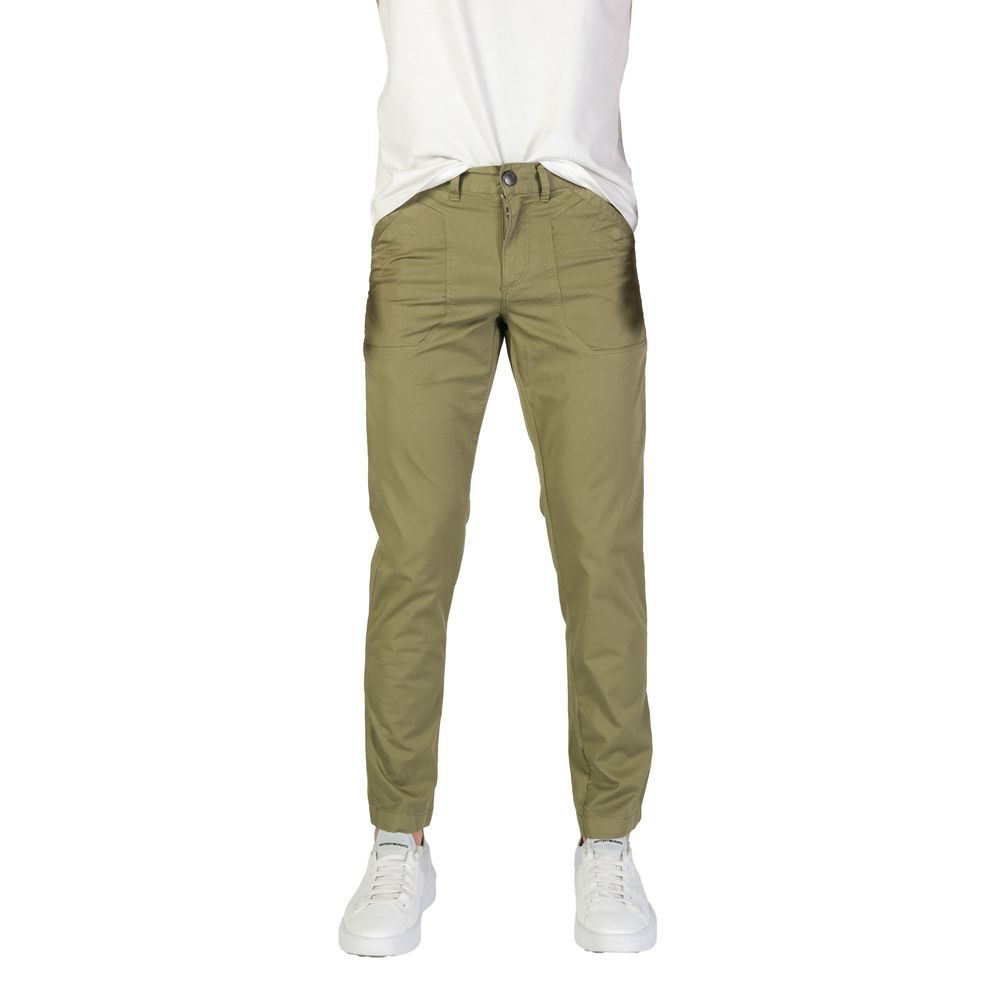 Green Cotton Casual Pants