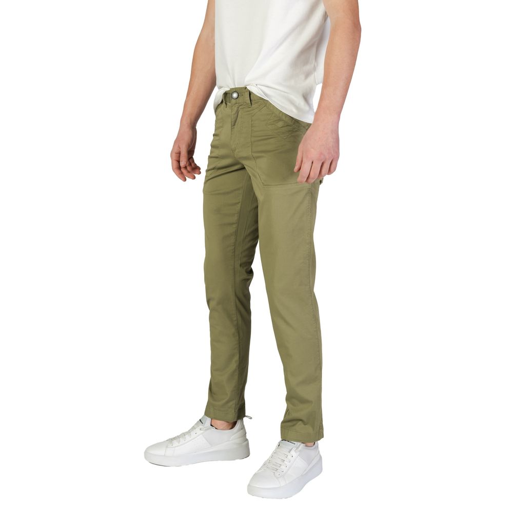 Green Cotton Casual Pants