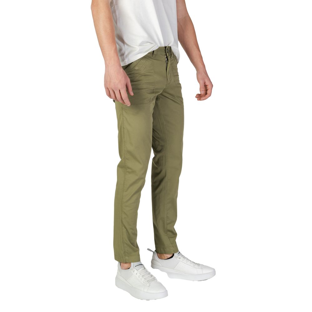 Green Cotton Casual Pants