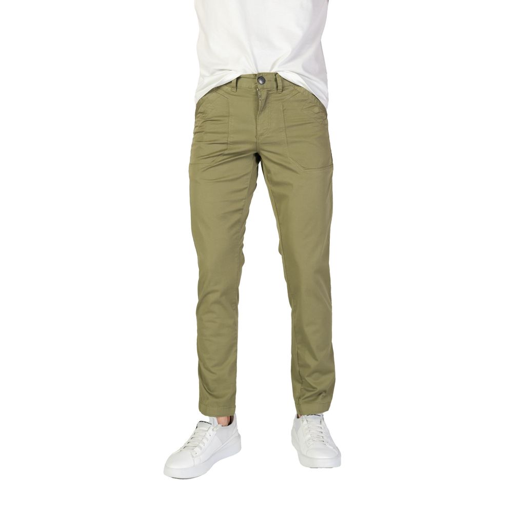 Green Cotton Casual Pants