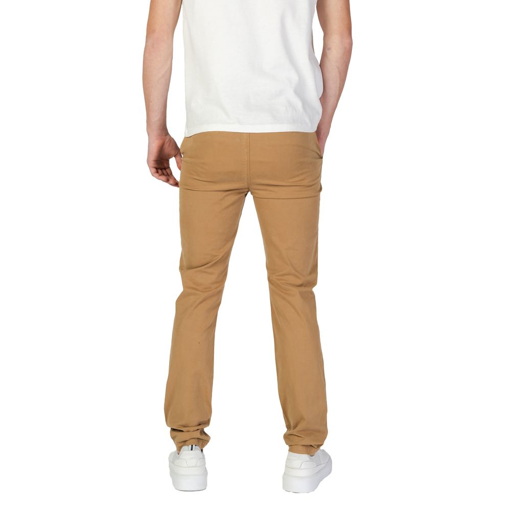 Beige Cotton Skinny Pants