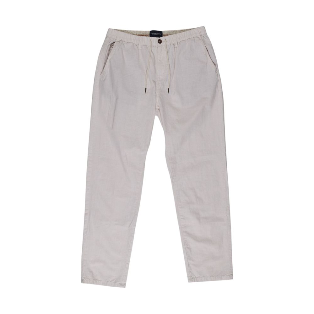 Beige Cotton Casual Pants