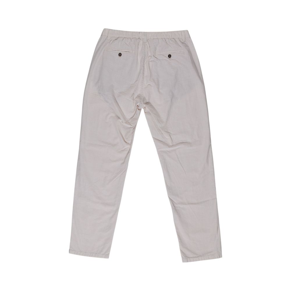 Beige Cotton Casual Pants