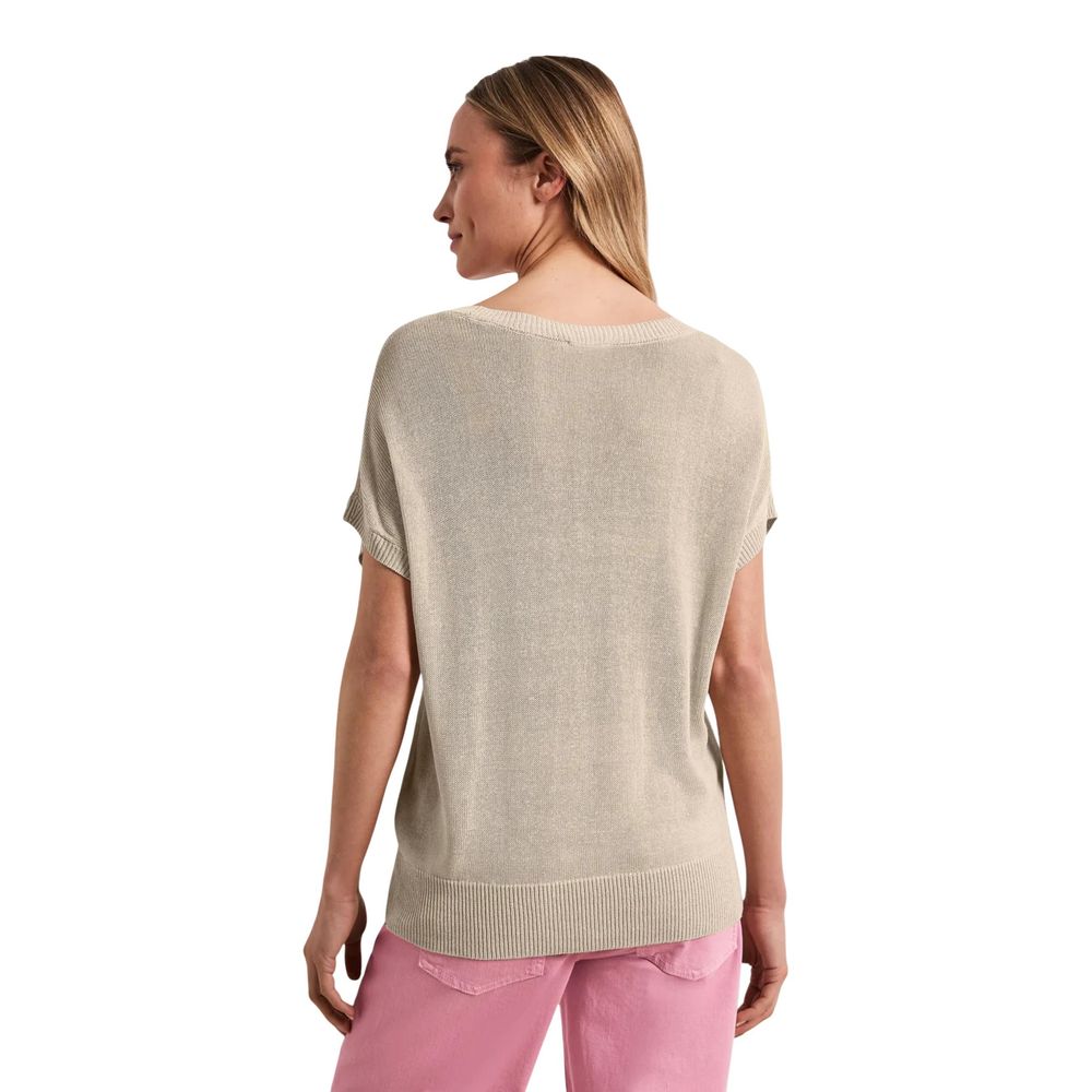 Beige Viscose Sleeveles Sweater