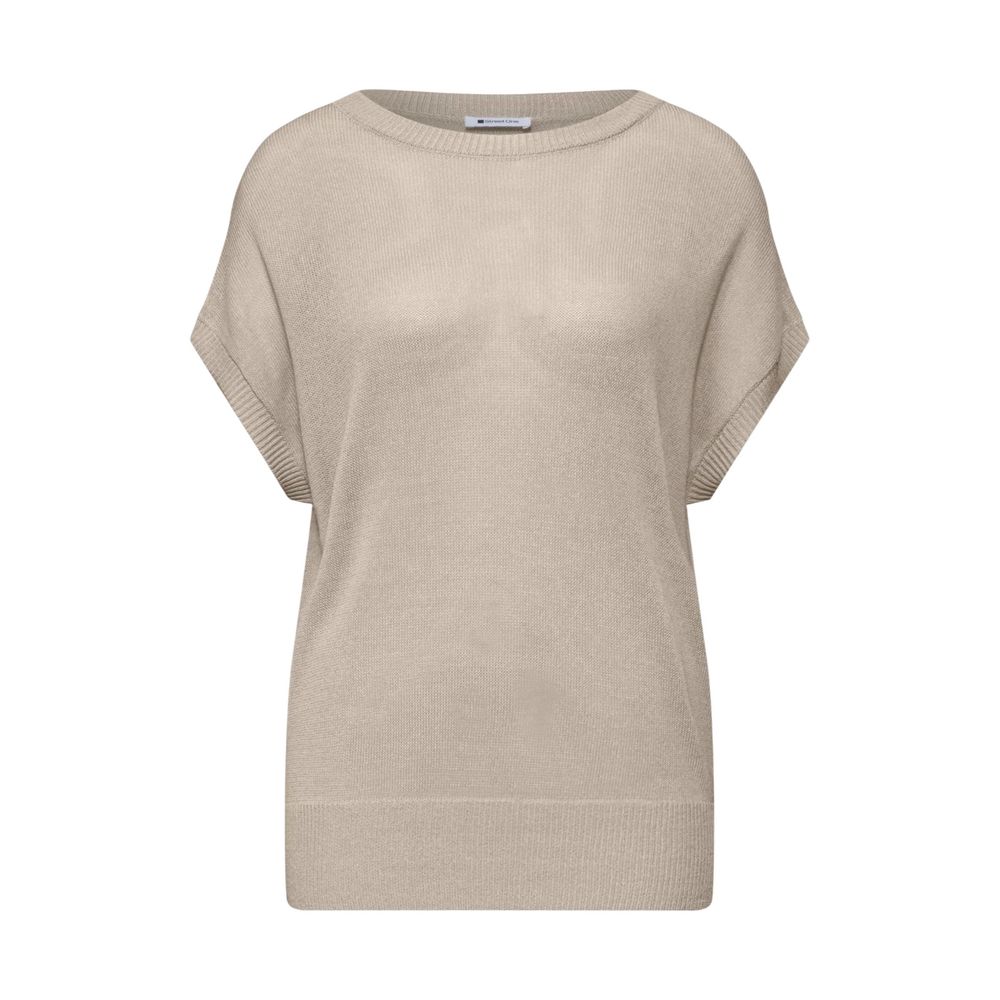 Beige Viscose Sleeveles Sweater