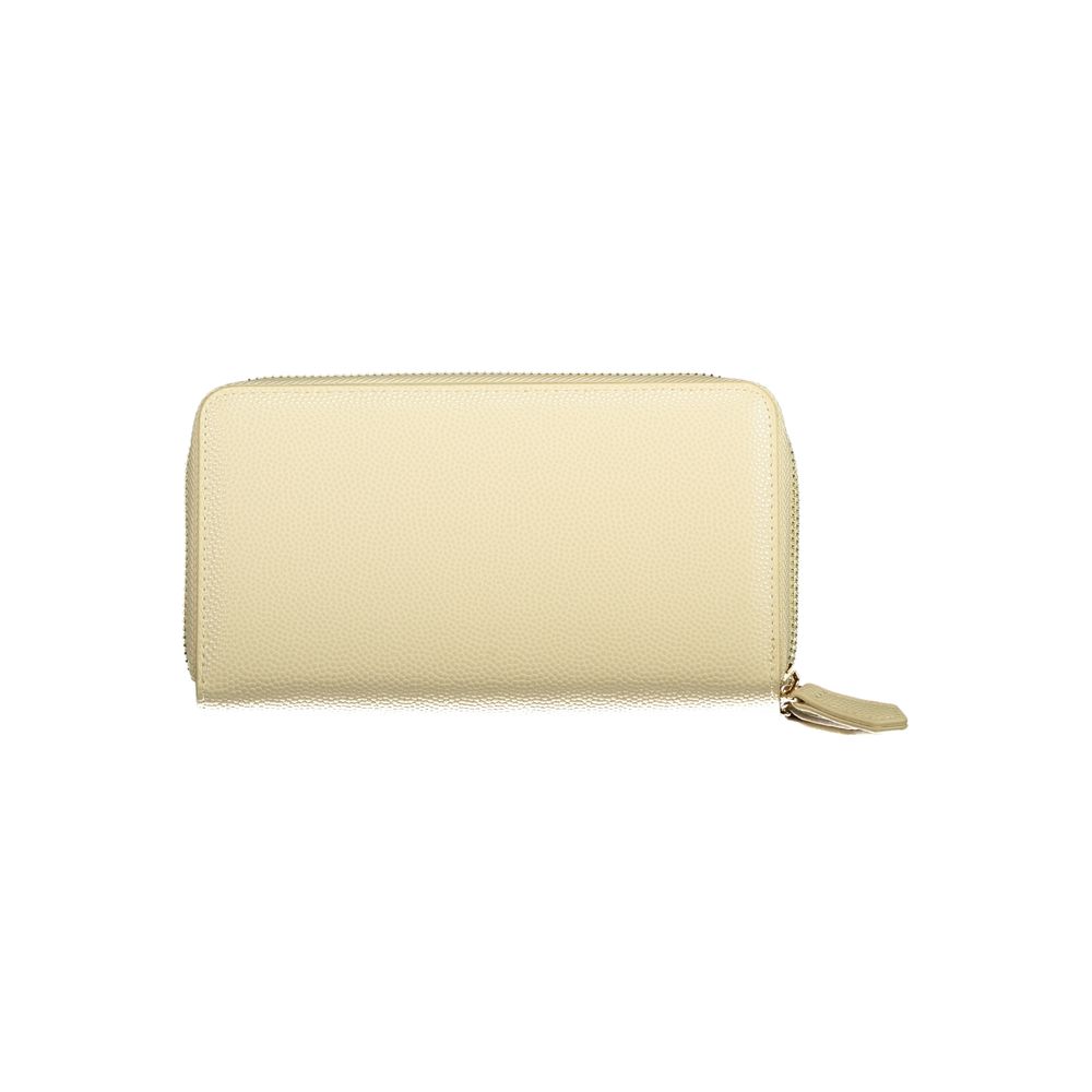 Beige Polyurethane Women's Wallet with Coin Purse and Card Spaces