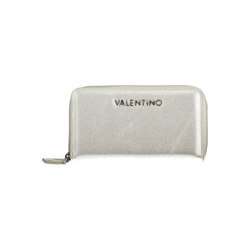 Silver Polyurethane Womens Wallet