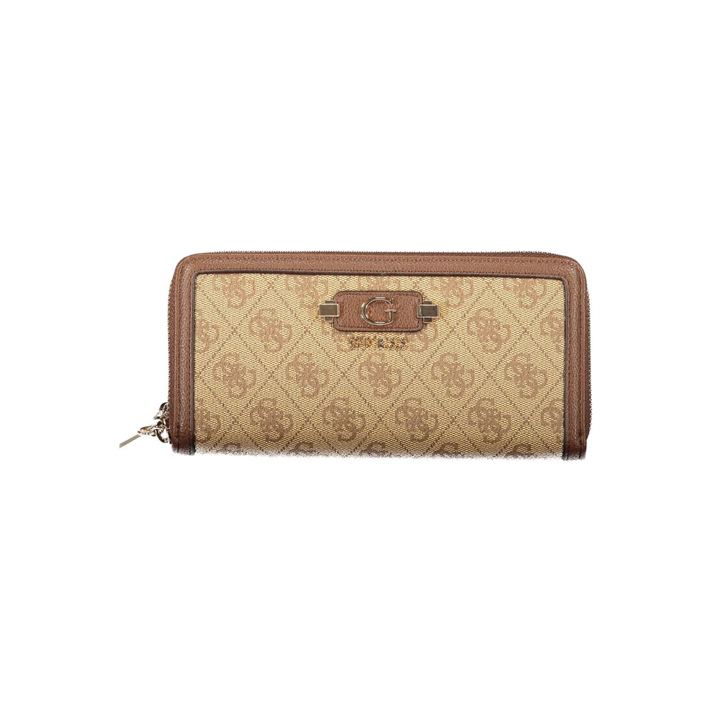 Beige Poliuretano Womens Wallet With Zip Closure