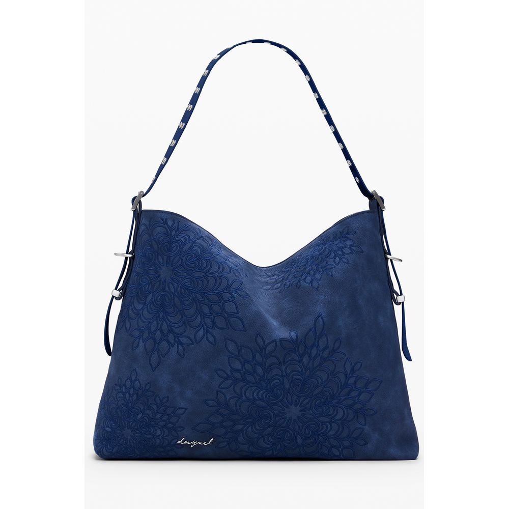 Blue Polyurethane Women's Shoulder Bag