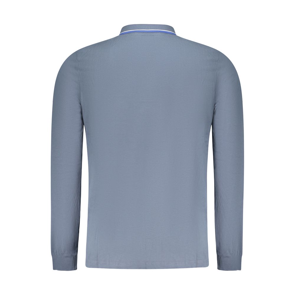 Blue Cotton Men Polo Shirt