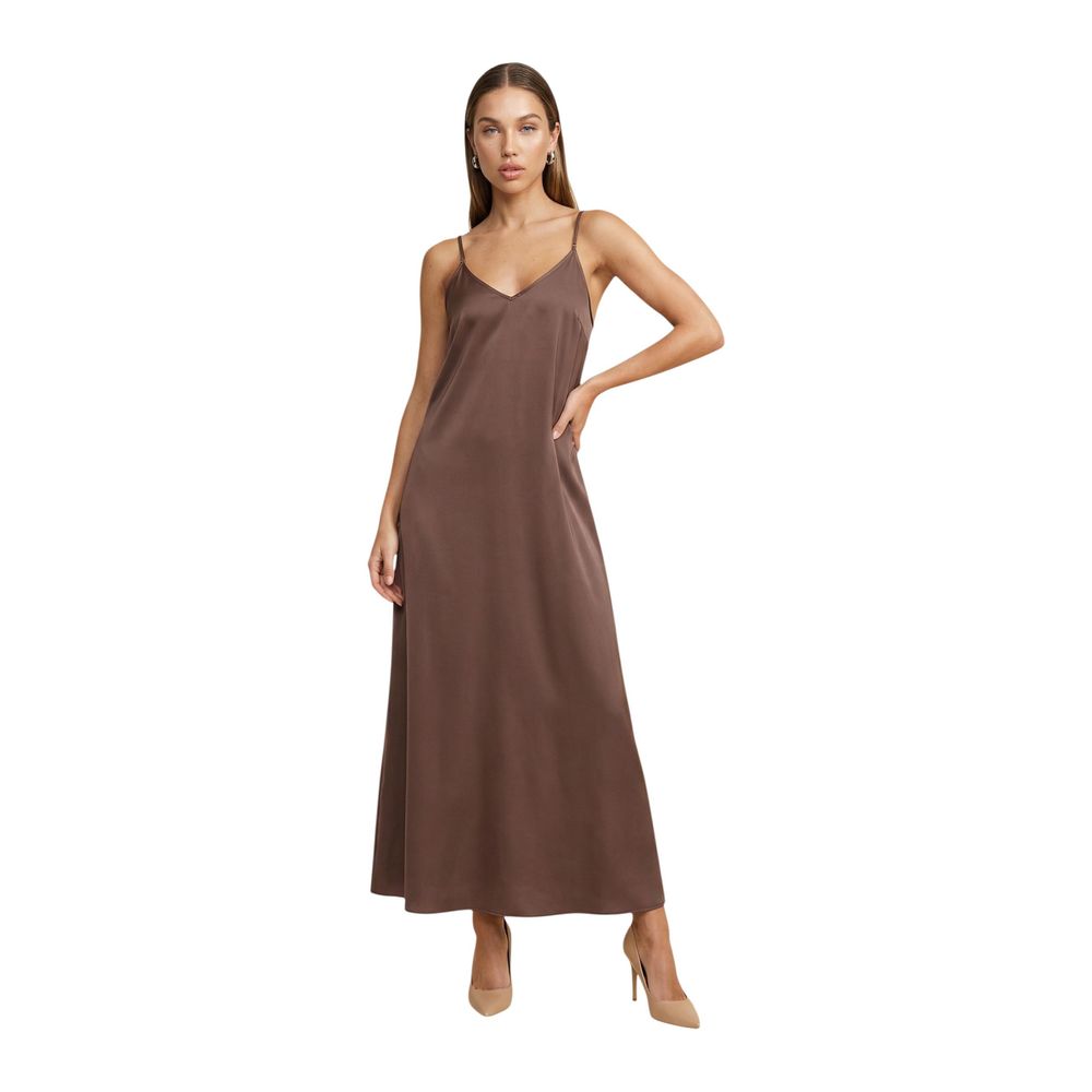 Brown Viscose Long Dress