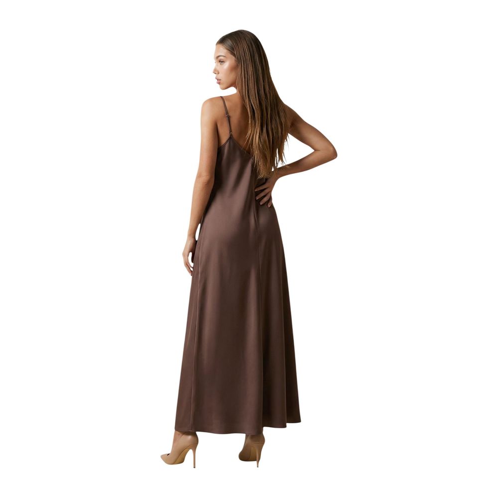 Brown Viscose Long Dress